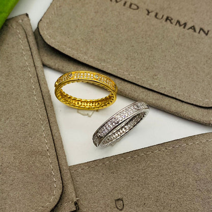 Pave Diamond Quatrefoil Eternity Band Ring, Designer Cable Interior Comfort Fit Ring