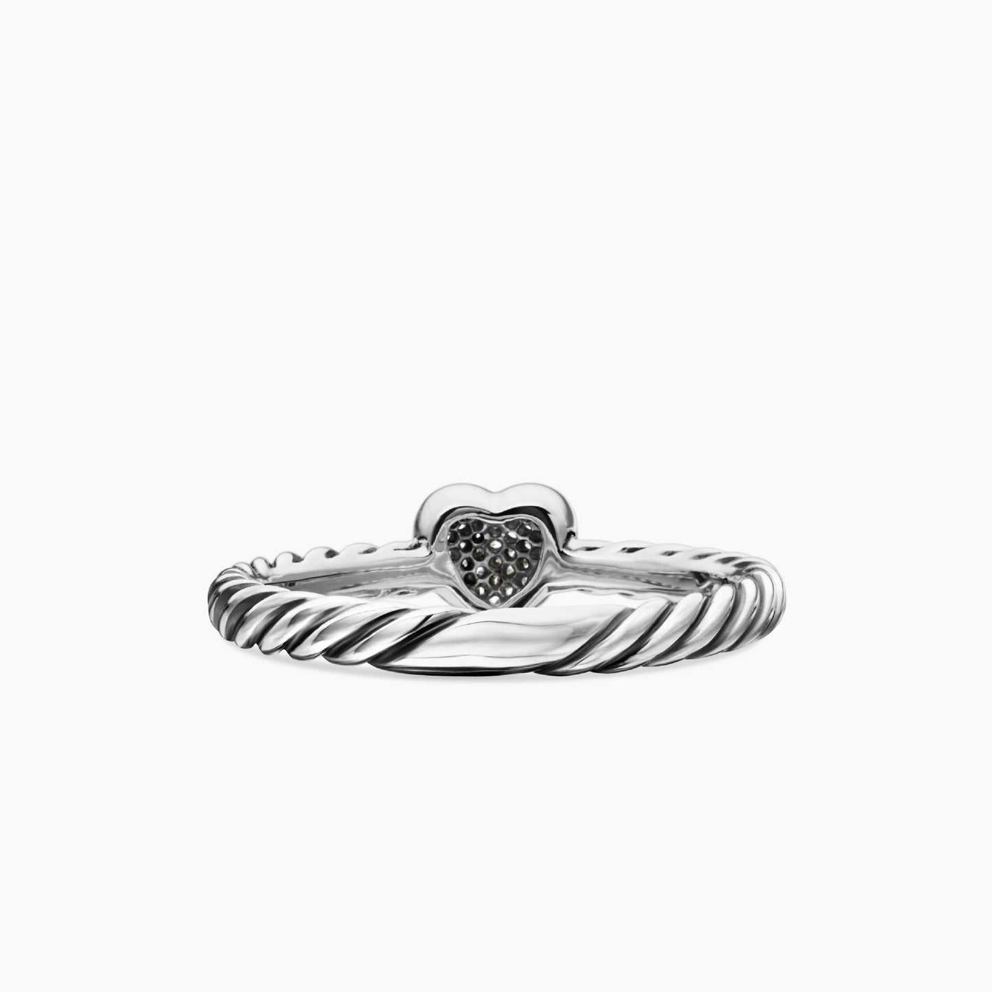 Pave Heart Twisted Cable Ring, Dainty Love Promise Ring for Women